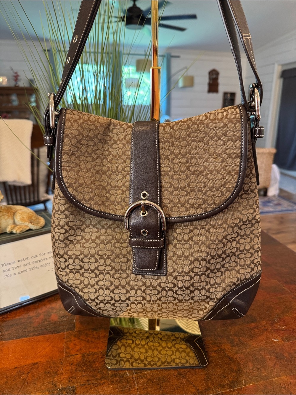 Coach Vintage Micro-C Brown Signature Canvas Soho Convertible Shoulder Bag